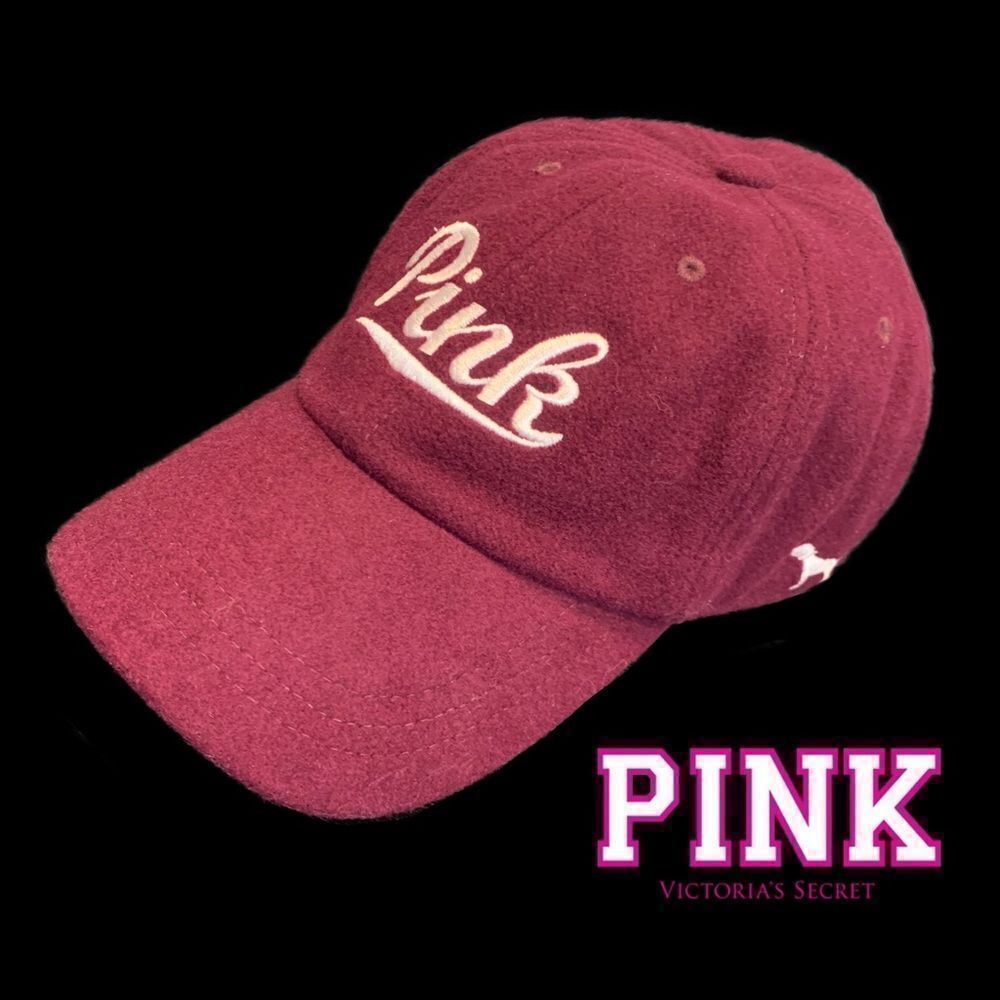 Victoria's Secret PINK Logo Wool blend Baseball Cap Maroon